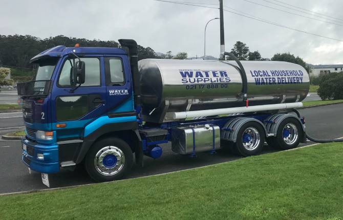 Tapped Out water tanker being filled ready for delivery